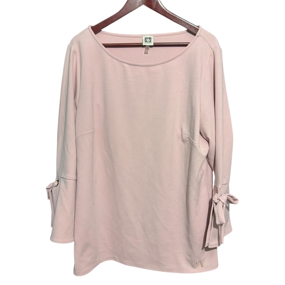 Anne Klein Blouse Womens XL Pink Long Sleeve Stained See Pictures Flared